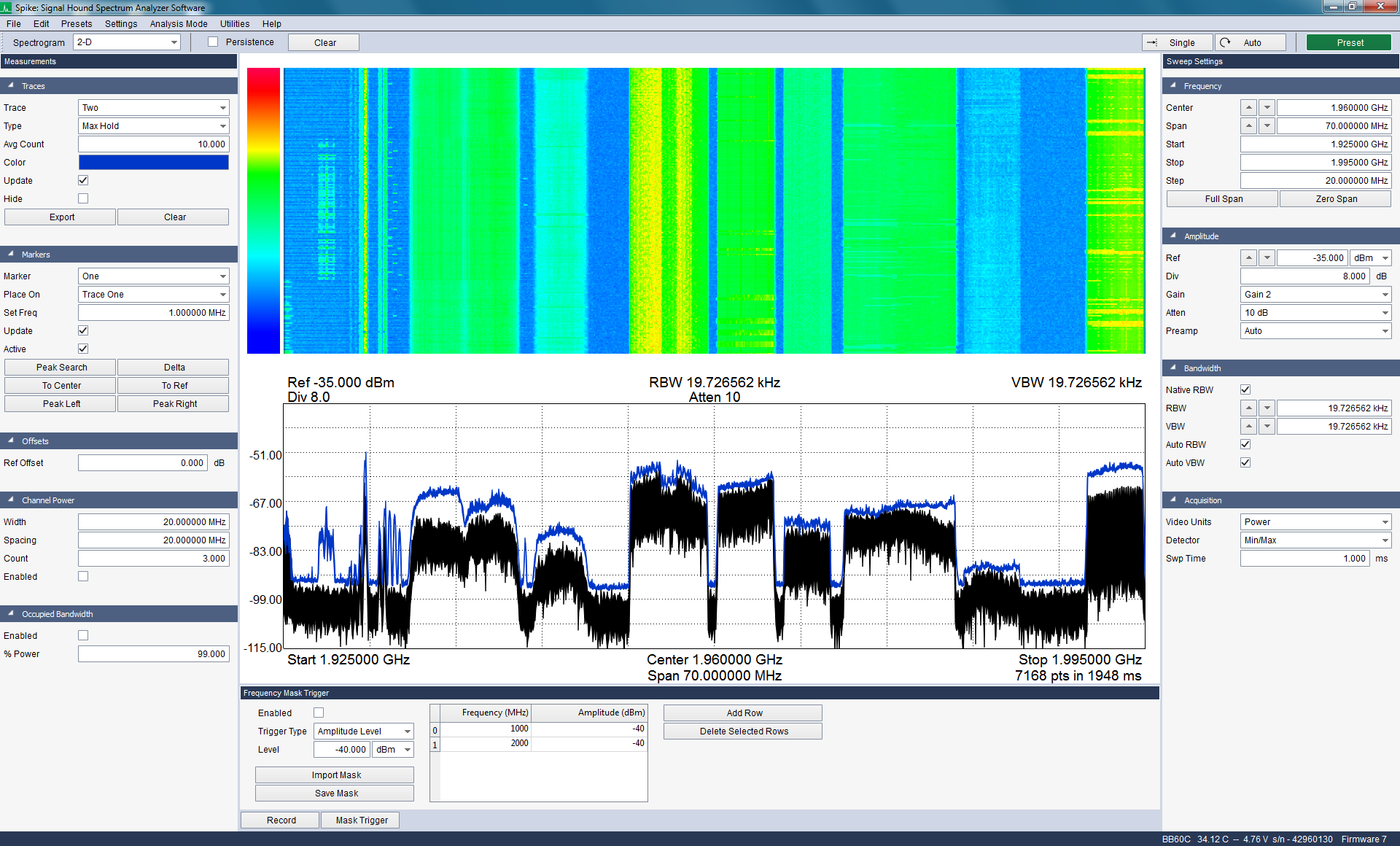 Monitoring a number of cellular frequency bands
